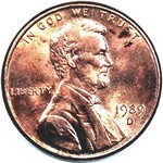 1989 D US penny, Lincoln memorial