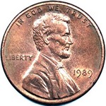 1989 P US penny, Lincoln memorial