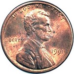 1991 P US penny, Lincoln memorial