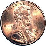 1995 D US penny, Lincoln memorial