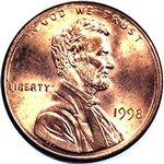 1998 P US penny, Lincoln memorial