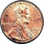 2000 D US penny, Lincoln memorial