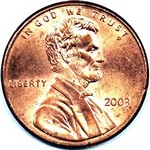 2003 P US penny, Lincoln memorial