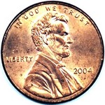 Lincoln memorial US penny, 2001 to 2008