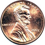 2007 P US penny, Lincoln memorial