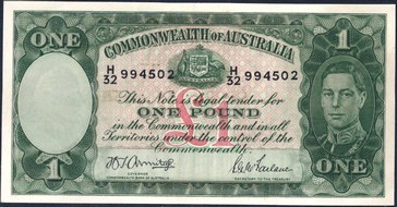 Australian Armitage / McFarlane one pound banknote values