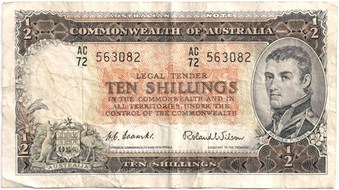 Australian Coombs / Wilson ten shilling banknote values, FYOI 1954