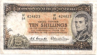 Australian Coombs / Wilson ten shilling banknote values, FYOI 1961