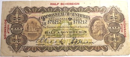 Riddle / Sheehan Australian half-sovereign banknote values