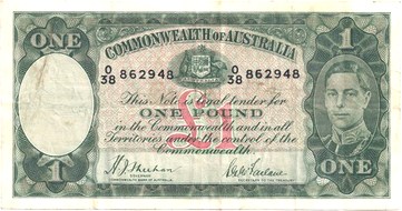 Australian Sheehan / McFarlane one pound banknote values