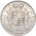 1847 UK crown value, Victoria, milled edge